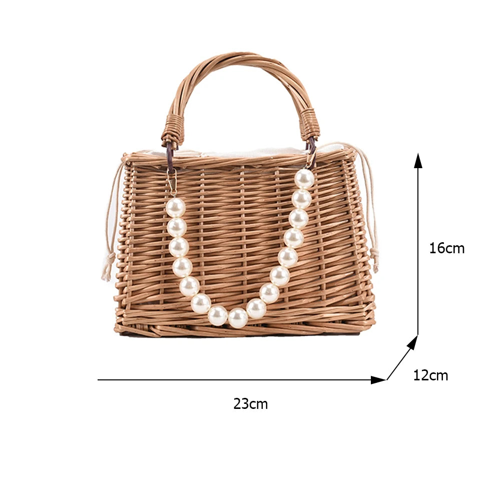 Straw Bags Women's Beach Bag Trend 2022 Summer Bohemian Luxury Designer Handbags Purses Rattan Handmade Picnic Basket Sac Femme