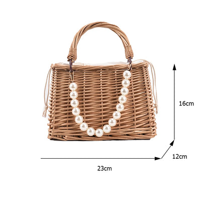 Straw Bags Women's Beach Bag Trend 2022 Summer Bohemian Luxury Designer Handbags Purses Rattan Handmade Picnic Basket Sac Femme