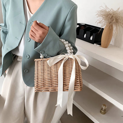 Straw Bags Women's Beach Bag Trend 2022 Summer Bohemian Luxury Designer Handbags Purses Rattan Handmade Picnic Basket Sac Femme