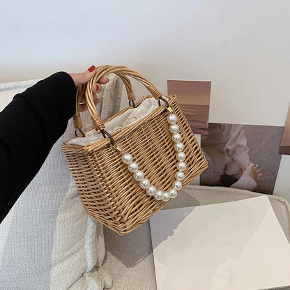 Straw Bags Women's Beach Bag Trend 2022 Summer Bohemian Luxury Designer Handbags Purses Rattan Handmade Picnic Basket Sac Femme