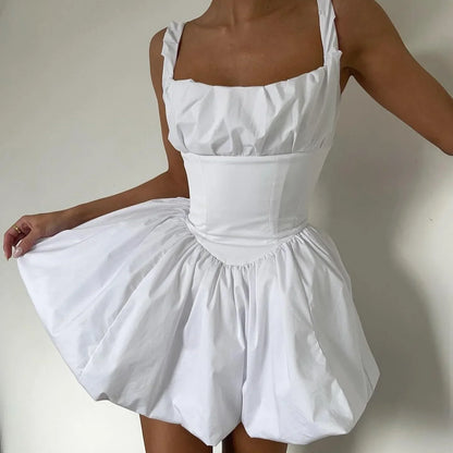 Suninheart Summer One-piece Dress 2024 New Arrivals A Line Short White Dress Mini Sleeveless Party Dresses Women Clothing