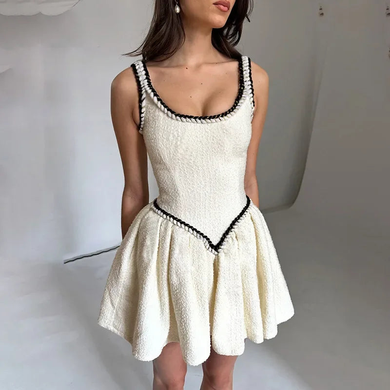 Summer Fashion A-line Slim Mini Dress for Women Elegant Sleeveless Draped Evening Party Dress 2025 New Club Sexy Dresses