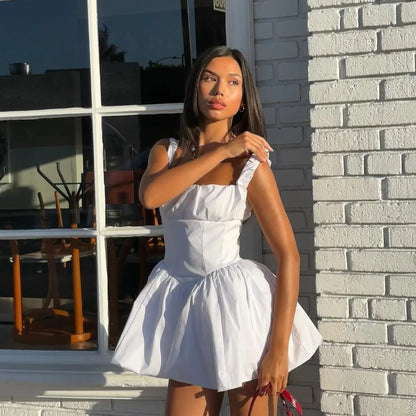 Suninheart Summer One-piece Dress 2024 New Arrivals A Line Short White Dress Mini Sleeveless Party Dresses Women Clothing